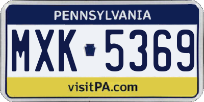 PA license plate MXK5369
