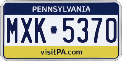 PA license plate MXK5370