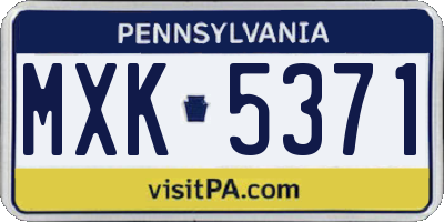 PA license plate MXK5371