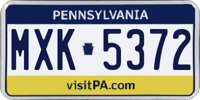 PA license plate MXK5372