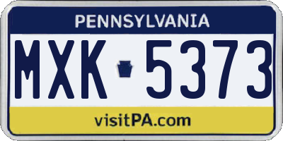 PA license plate MXK5373