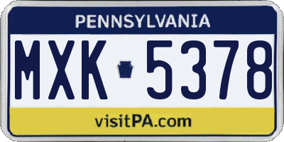 PA license plate MXK5378
