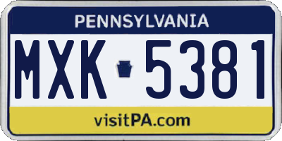 PA license plate MXK5381