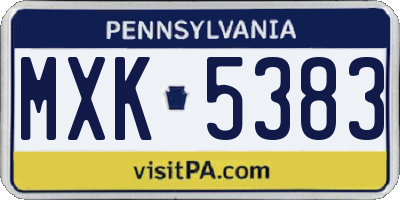 PA license plate MXK5383