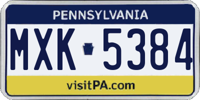 PA license plate MXK5384