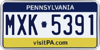 PA license plate MXK5391