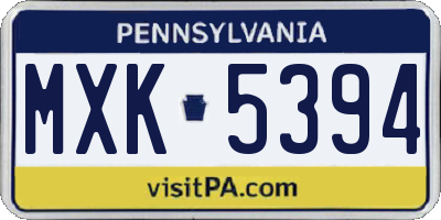 PA license plate MXK5394