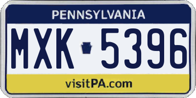 PA license plate MXK5396
