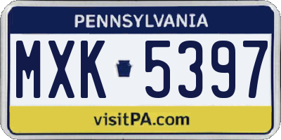PA license plate MXK5397