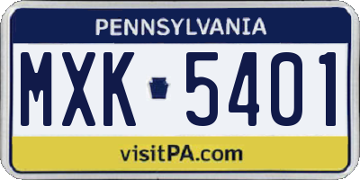 PA license plate MXK5401