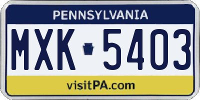 PA license plate MXK5403