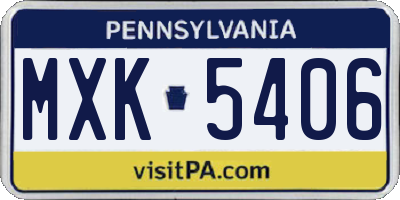 PA license plate MXK5406
