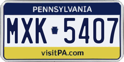 PA license plate MXK5407