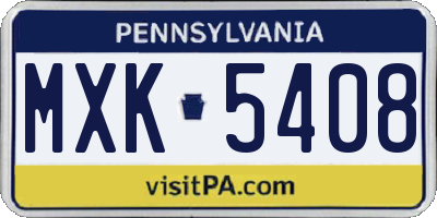 PA license plate MXK5408