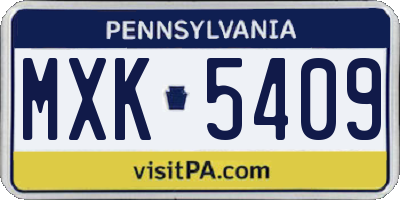 PA license plate MXK5409