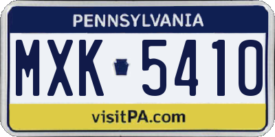 PA license plate MXK5410