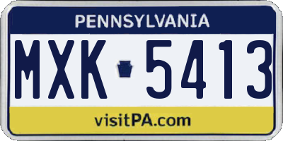 PA license plate MXK5413