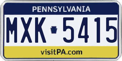 PA license plate MXK5415