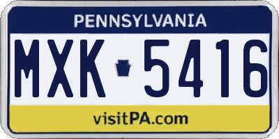 PA license plate MXK5416