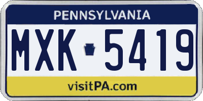 PA license plate MXK5419