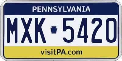 PA license plate MXK5420