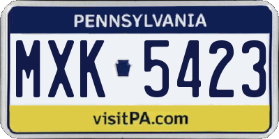 PA license plate MXK5423