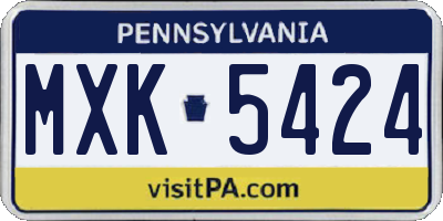PA license plate MXK5424