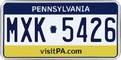 PA license plate MXK5426