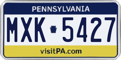 PA license plate MXK5427