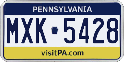 PA license plate MXK5428
