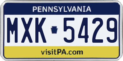 PA license plate MXK5429