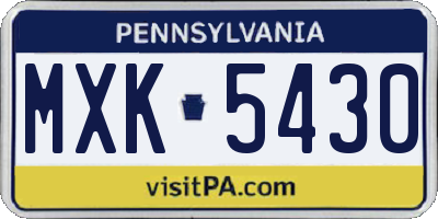 PA license plate MXK5430