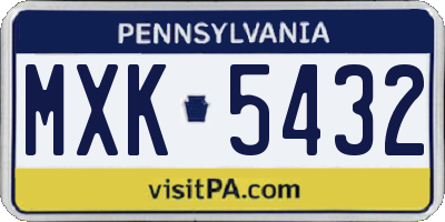 PA license plate MXK5432