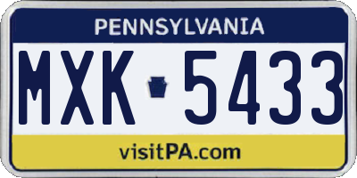 PA license plate MXK5433