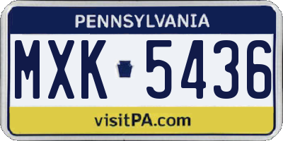 PA license plate MXK5436