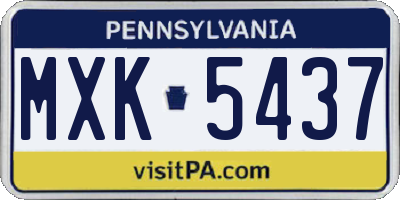 PA license plate MXK5437