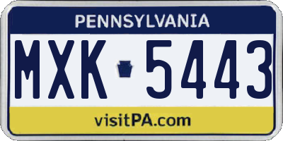 PA license plate MXK5443