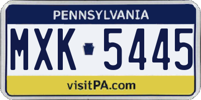 PA license plate MXK5445