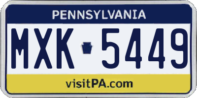 PA license plate MXK5449