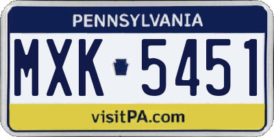 PA license plate MXK5451