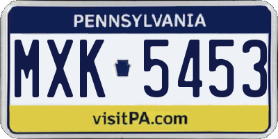 PA license plate MXK5453