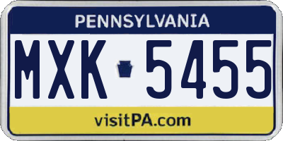 PA license plate MXK5455
