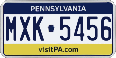 PA license plate MXK5456