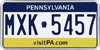 PA license plate MXK5457