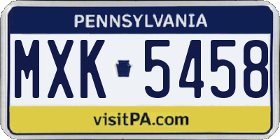 PA license plate MXK5458