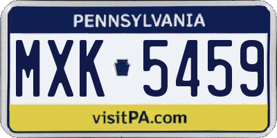 PA license plate MXK5459
