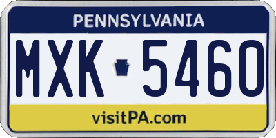 PA license plate MXK5460