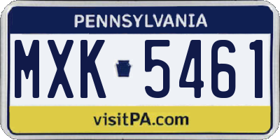 PA license plate MXK5461