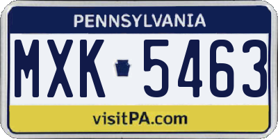 PA license plate MXK5463