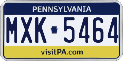 PA license plate MXK5464